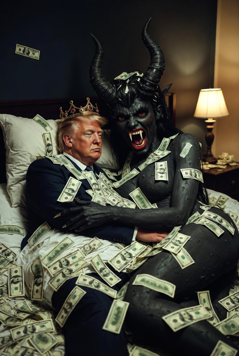 King Donald Trump Satan Mammon worship Blank Meme Template