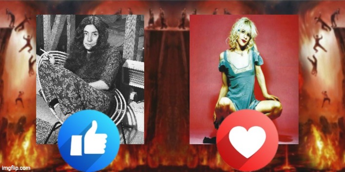 Like for Yoko Ono, Love for Courtney Love | image tagged in yoko ono,courtney love,like,memes,rock and roll,like or love | made w/ Imgflip meme maker