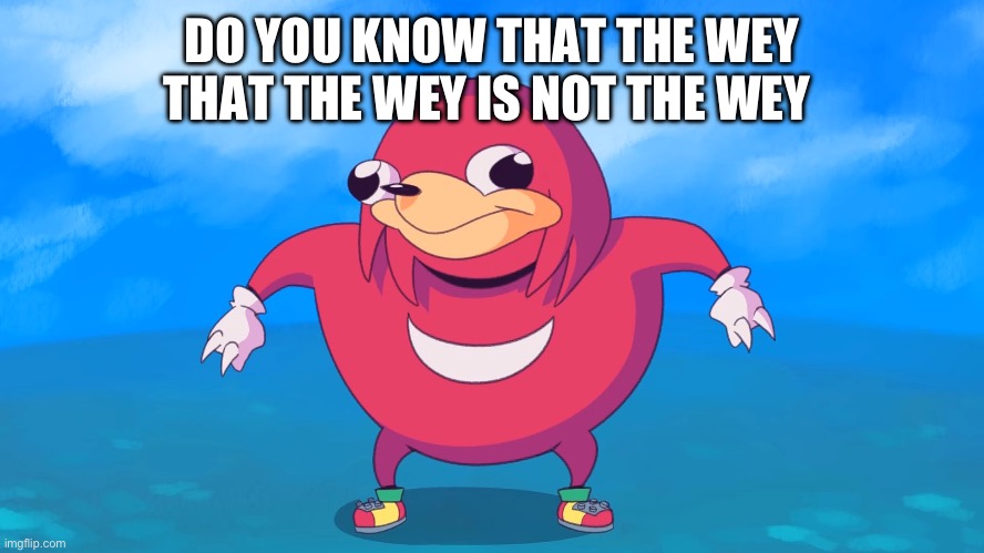 Uganda Knuckles | DO YOU KNOW THAT THE WEY THAT THE WEY IS NOT THE WEY | image tagged in uganda knuckles | made w/ Imgflip meme maker