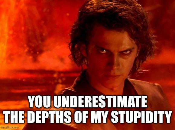Stupidity underestimate | YOU UNDERESTIMATE THE DEPTHS OF MY STUPIDITY | image tagged in memes,you underestimate my power | made w/ Imgflip meme maker