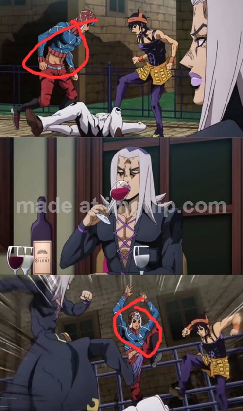 narancia, mista and abbacchio kicking a civilian | image tagged in narancia mista and abbacchio kicking a civilian | made w/ Imgflip meme maker