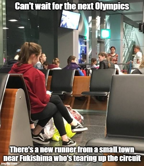 Cartoon Fast | Can't wait for the next Olympics; There's a new runner from a small town near Fukishima who's tearing up the circuit | image tagged in olympics,running,nuclear,shoe challenge | made w/ Imgflip meme maker