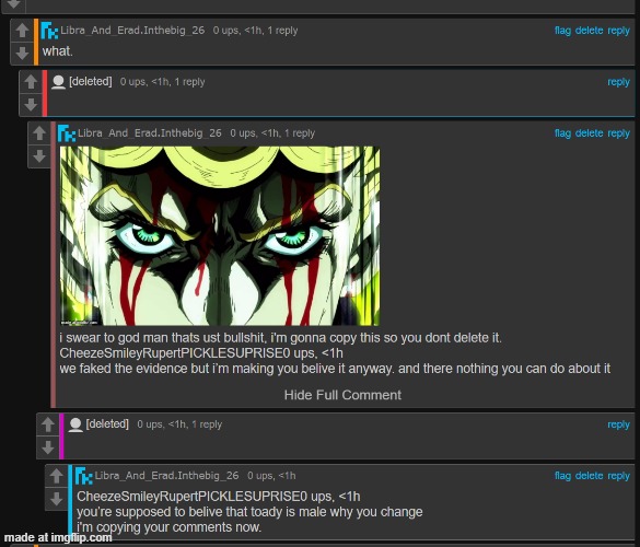 the comment originally said that he faked the evidfence | made w/ Imgflip meme maker