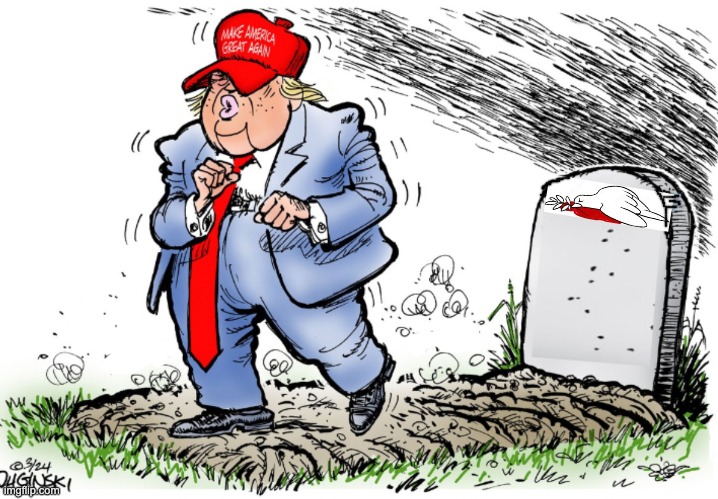 Trump dancing on grave | image tagged in trump dancing on grave,idiocracy,evil,venezuela | made w/ Imgflip meme maker