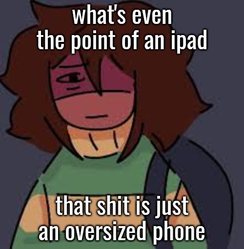 what's even the point of an ipad; that shit is just an oversized phone | made w/ Imgflip meme maker