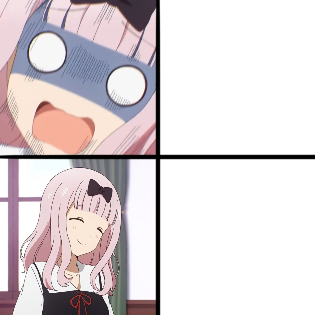 Scared vs Happy Chika Blank Meme Template