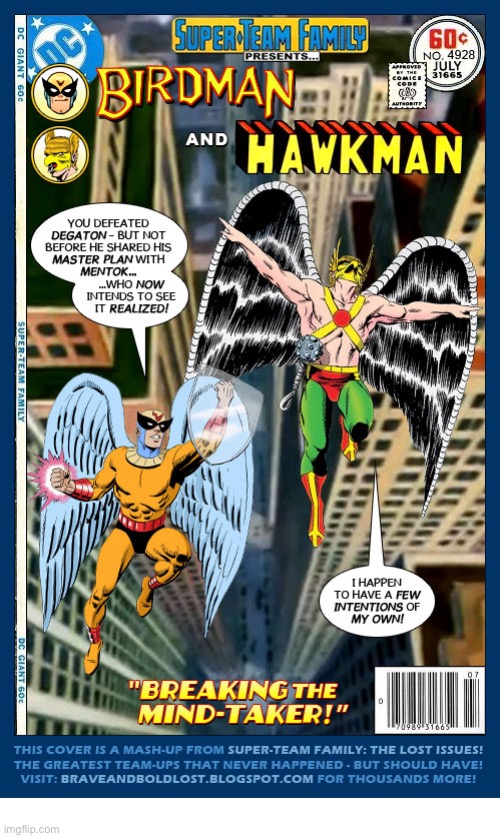 image tagged in comics,hawkman,birdman,mashup,super team family | made w/ Imgflip meme maker