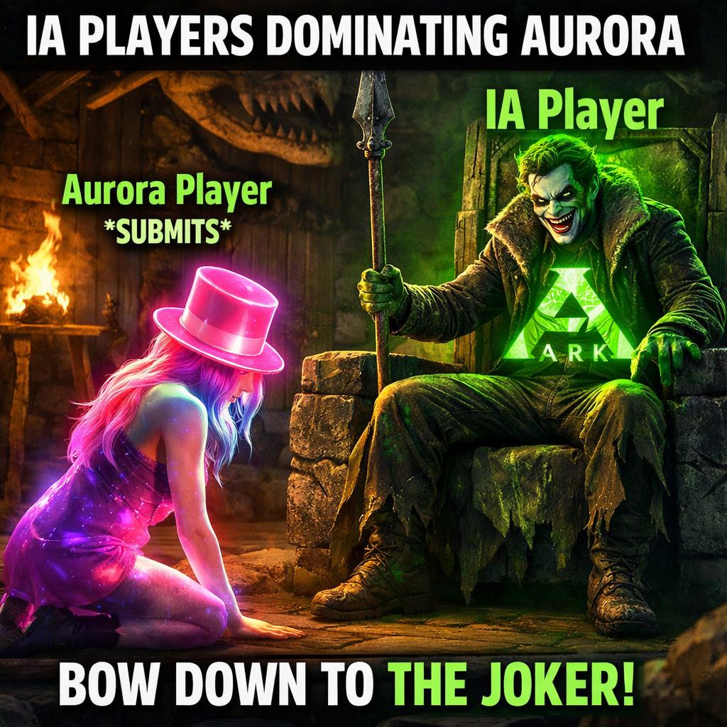 An ark themed meme of a player with a neon see through pink top Blank Meme Template