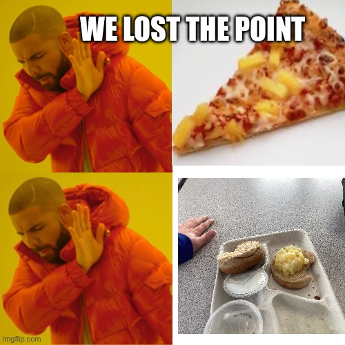 please no pineapple burger | WE LOST THE POINT | image tagged in memes,drake hotline bling | made w/ Imgflip meme maker
