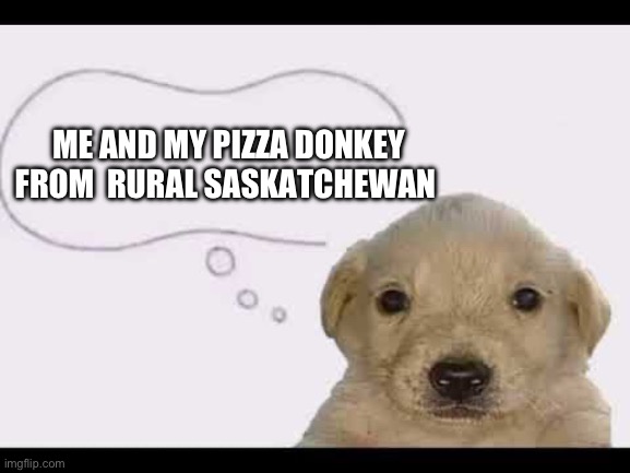 real ones know (you should know this reference if you are unemployed) | ME AND MY PIZZA DONKEY FROM  RURAL SASKATCHEWAN | image tagged in pizza donkey,rural saskatchewan | made w/ Imgflip meme maker