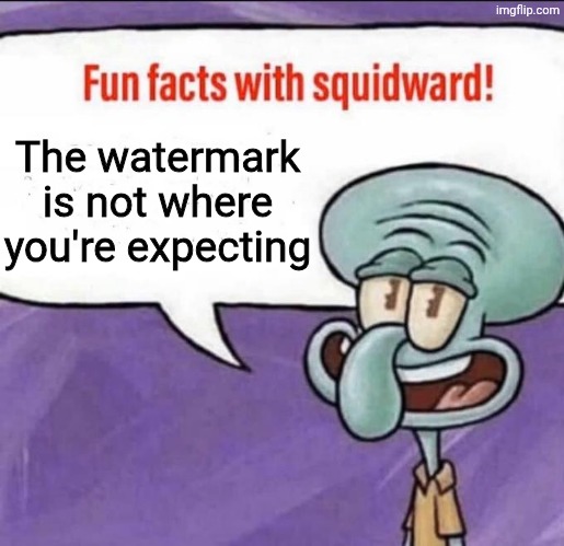 what is this update | The watermark is not where you're expecting | image tagged in fun facts with squidward | made w/ Imgflip meme maker