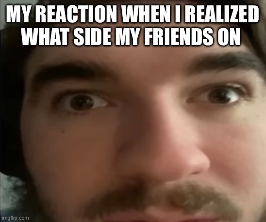 MY REACTION WHEN I REALIZED WHAT SIDE MY FRIENDS ON | image tagged in fun | made w/ Imgflip meme maker