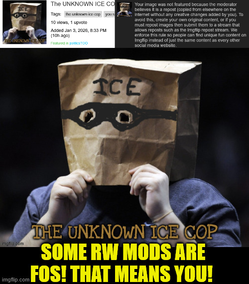 Sucky Mod | SOME RW MODS ARE FOS! THAT MEANS YOU! | image tagged in sucky mod | made w/ Imgflip meme maker