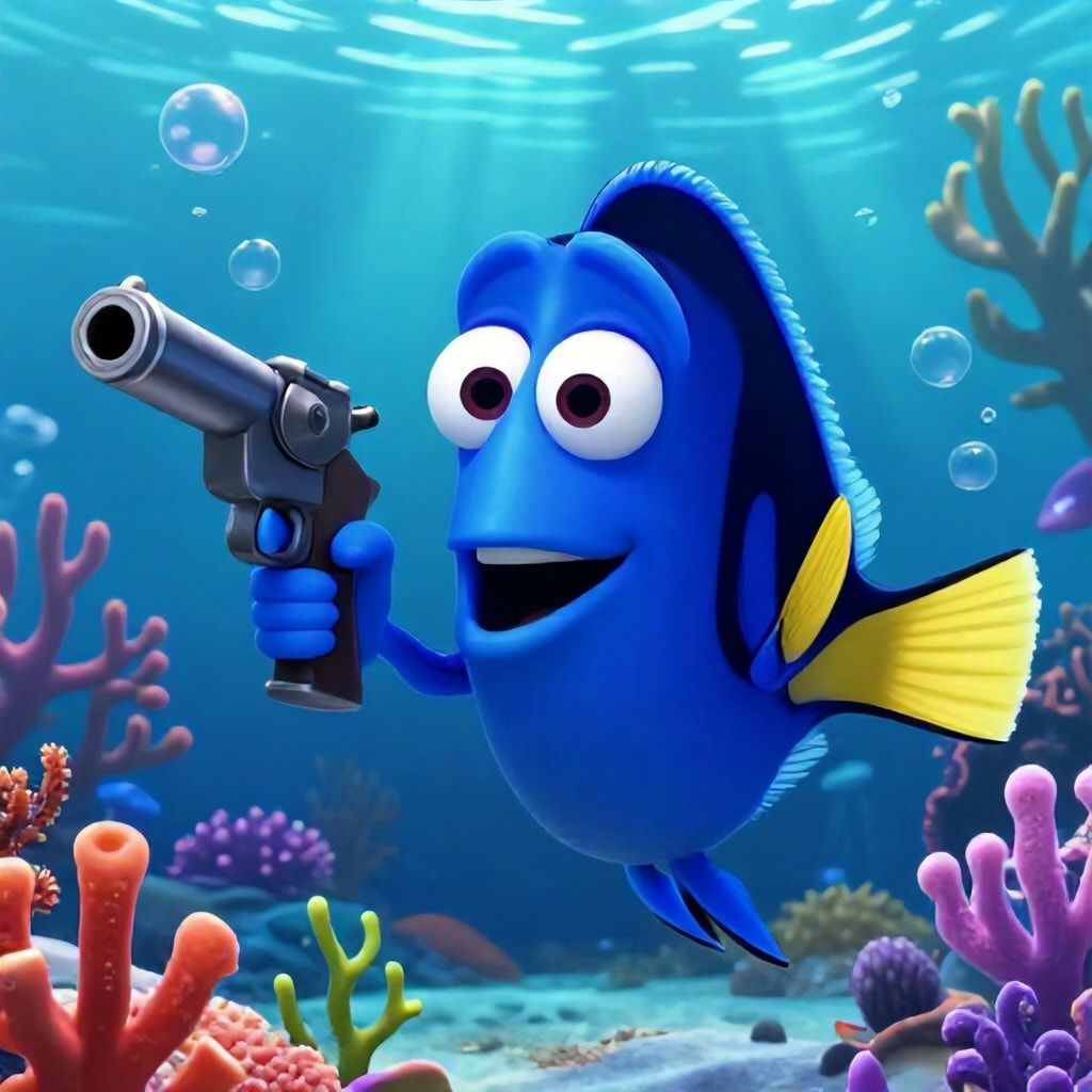 happy dory has a gun Blank Meme Template