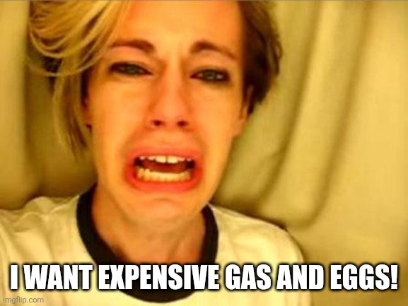 Leave Britney Alone | I WANT EXPENSIVE GAS AND EGGS! | image tagged in leave britney alone | made w/ Imgflip meme maker