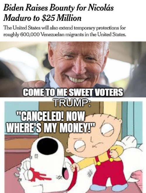 image tagged in joe biden,venezuela,stewie where's my money,migrants | made w/ Imgflip meme maker