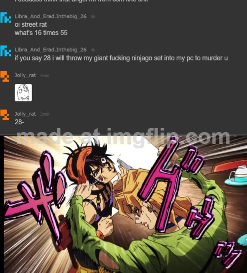image tagged in fugo stabs narancia | made w/ Imgflip meme maker