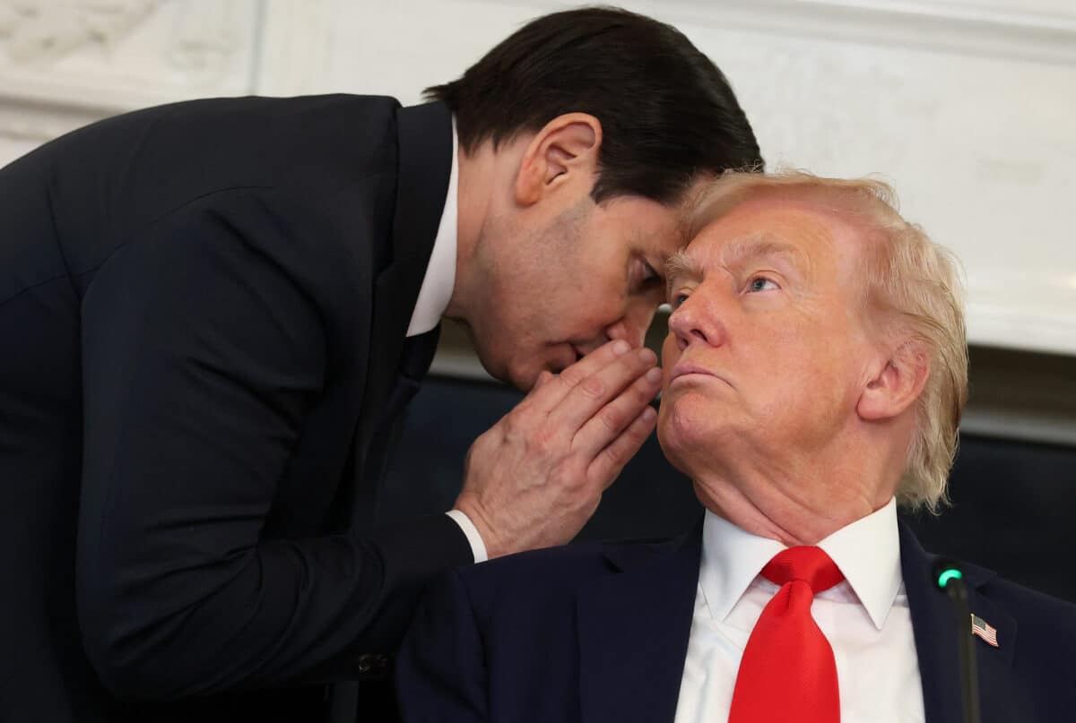 Marco Rubio tells Trump a secret Blank Meme Template