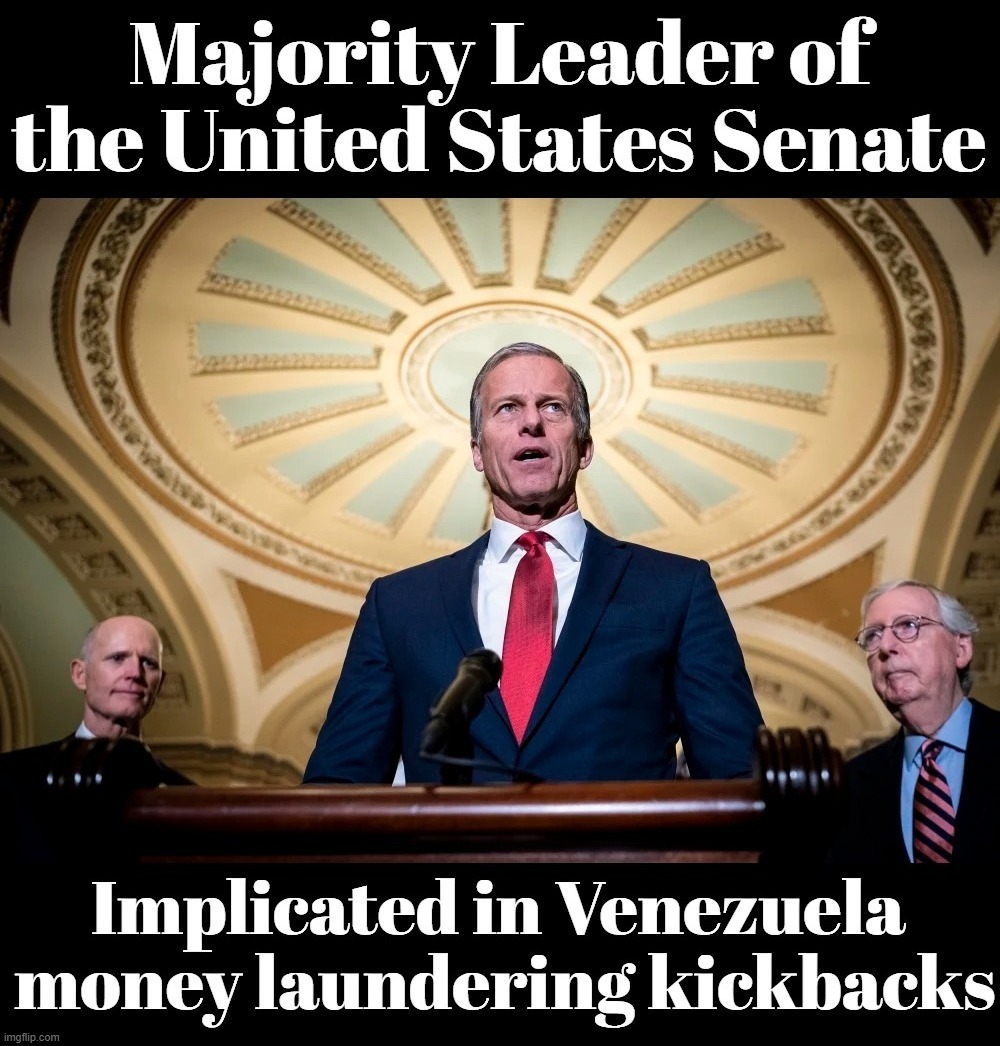 Senate Majority Leader John Thune Implicated in Venezuela Money Laundering Kickbacks | image tagged in here's johnny,john thune,senators,government corruption,venezuela,money laundering | made w/ Imgflip meme maker