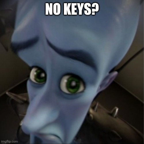 Megamind peeking | NO KEYS? | image tagged in megamind peeking | made w/ Imgflip meme maker