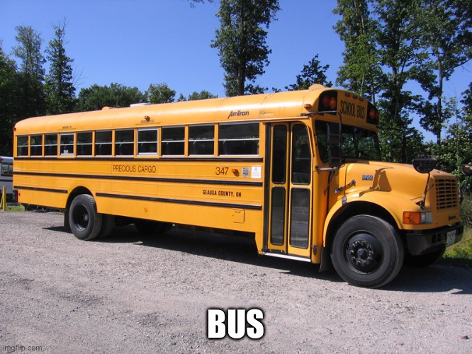 school bus | BUS | image tagged in school bus | made w/ Imgflip meme maker