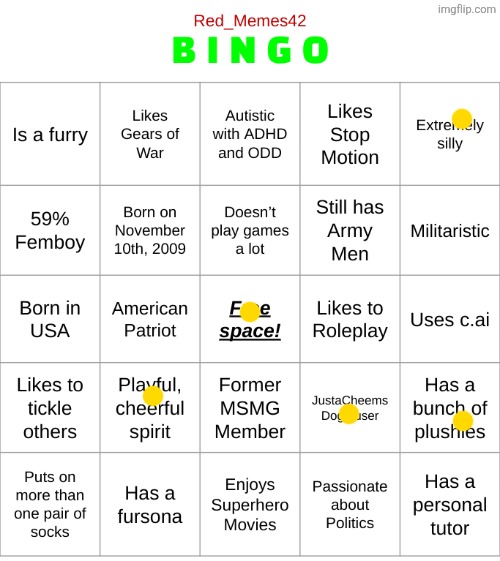 Red_Memes42 Bingo! | image tagged in red_memes42 bingo | made w/ Imgflip meme maker