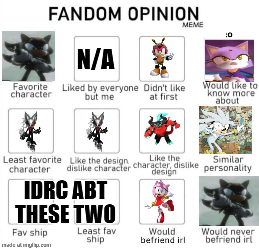 My ramblings on the silly blue rat and his technicolor friends | N/A; IDRC ABT THESE TWO | made w/ Imgflip meme maker