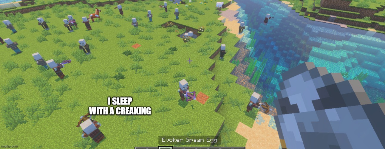 Illagers | I SLEEP WITH A CREAKING | image tagged in illagers | made w/ Imgflip meme maker