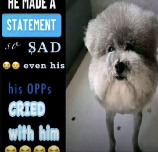 he made a statement so sad even his opps cried with him | image tagged in he made a statement so sad even his opps cried with him | made w/ Imgflip meme maker