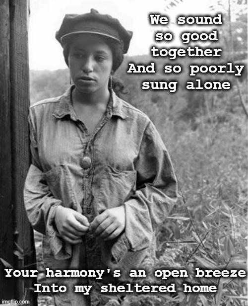 Janis Ian- When the Party's Over | We sound so good together
And so poorly sung alone; Your harmony's an open breeze
Into my sheltered home | image tagged in singers,music meme,1970's,old singers week,pop music | made w/ Imgflip meme maker