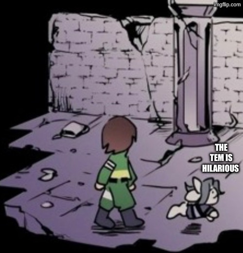 But is that really Chara? And what’s a Tem doing in the ruins? | THE TEM IS HILARIOUS | made w/ Imgflip meme maker