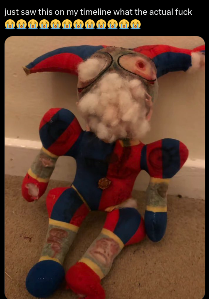 Creepy Pomni Plushie Blank Meme Template