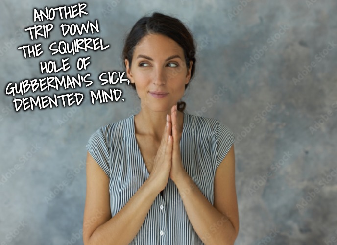ANOTHER TRIP DOWN THE SQUIRREL HOLE OF GUBBERMAN'S SICK, DEMENTED MIND. | made w/ Imgflip meme maker