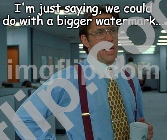 That Would Be Great Meme | I'm just saying, we could do with a bigger watermark... imgflip.com | image tagged in memes,that would be great | made w/ Imgflip meme maker