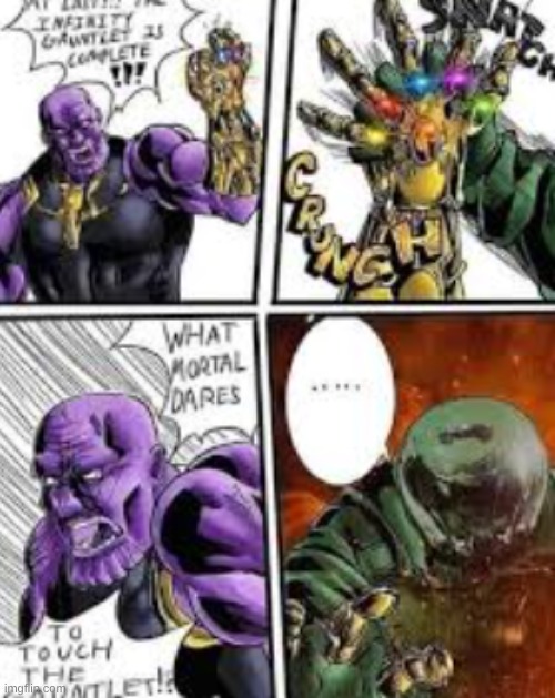 is he cooked, or Thanos wins | image tagged in who wins,purple guy,garpe,thanos | made w/ Imgflip meme maker