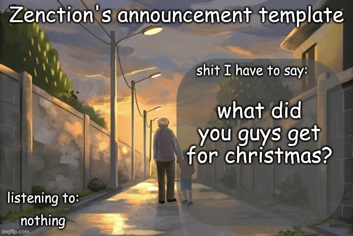 I got an electric bike and a new xbox | what did you guys get for christmas? nothing | image tagged in zenction's announcement template | made w/ Imgflip meme maker