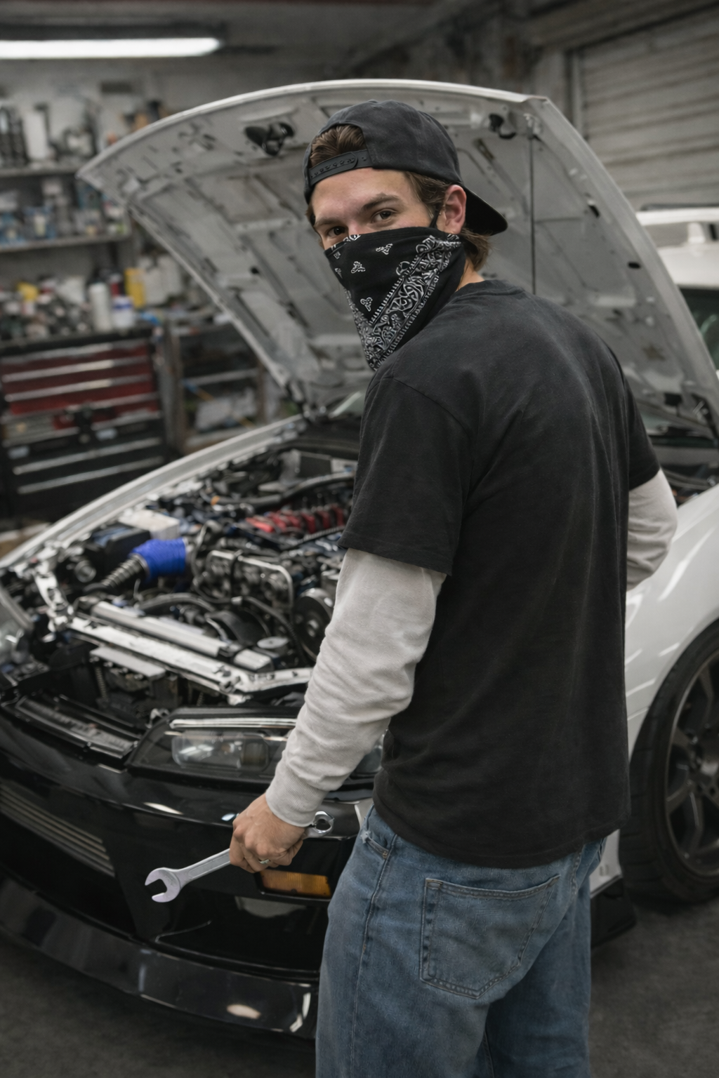 White-Sleeved Alexander Tuning A Car Blank Meme Template