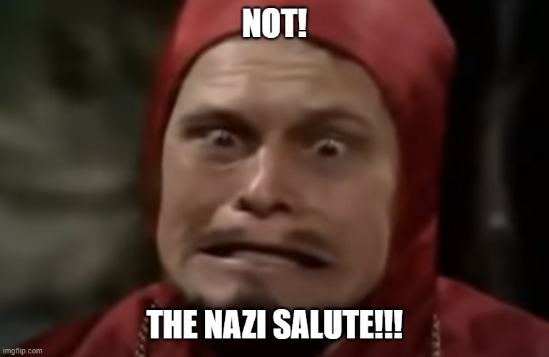 The Comfy Chair | NOT! THE NAZI SALUTE!!! | image tagged in the comfy chair | made w/ Imgflip meme maker