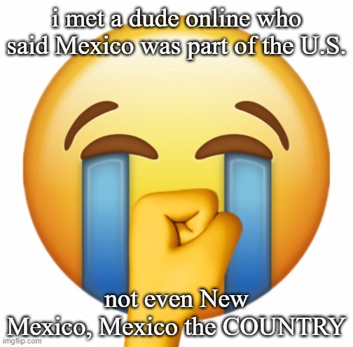 are we deadass | i met a dude online who said Mexico was part of the U.S. not even New Mexico, Mexico the COUNTRY | image tagged in what | made w/ Imgflip meme maker