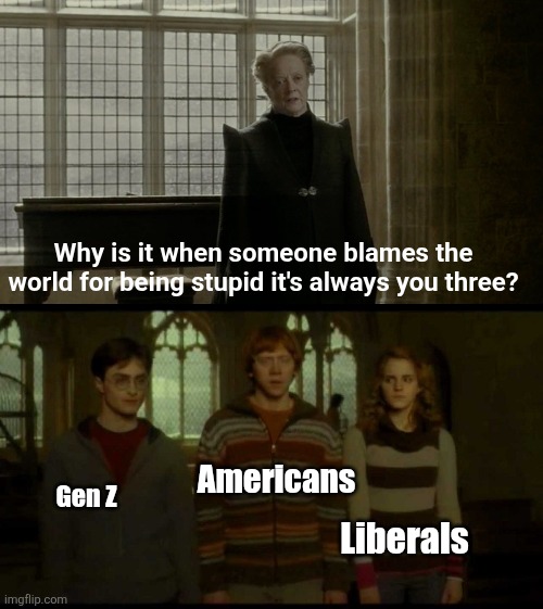 "WATCH THIS AMERICAN NOT KNOW WHY THE FLAG HAS 50 STARS!!1!1!" | Why is it when someone blames the world for being stupid it's always you three? Americans; Gen Z; Liberals | image tagged in why is it when something happens blank,memes,relatable,true,americans,funny | made w/ Imgflip meme maker