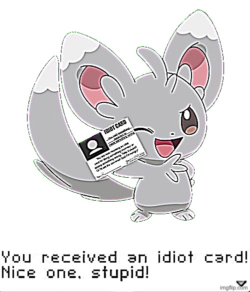 You received an idiot card! | image tagged in you received an idiot card | made w/ Imgflip meme maker