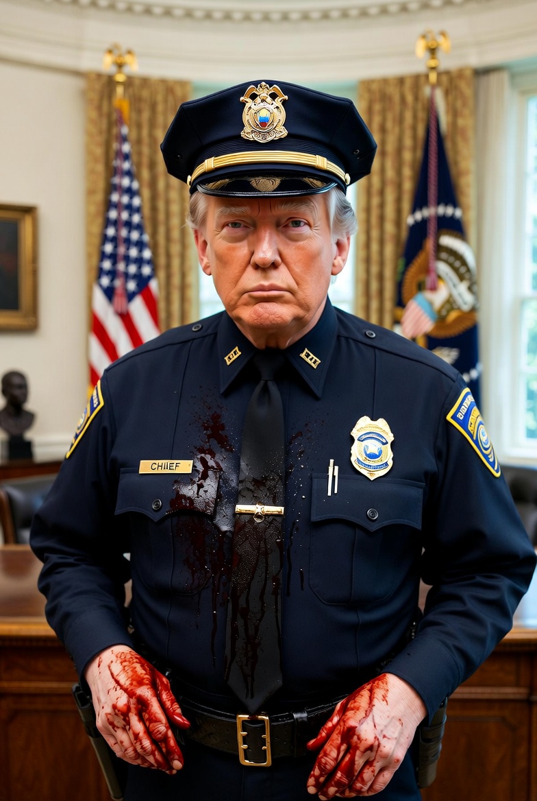 Donald Trump World Police American blood hands Blank Meme Template