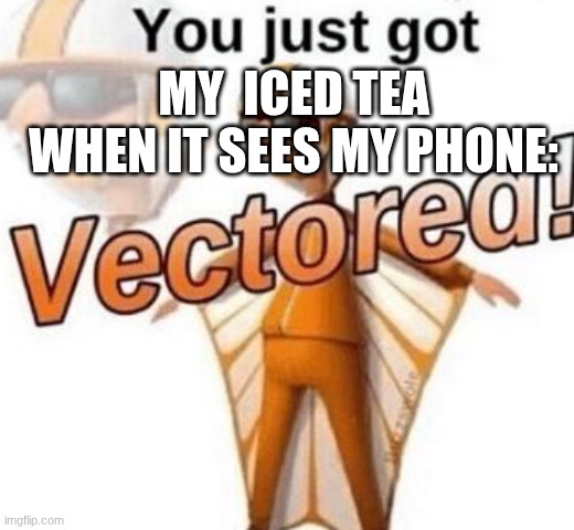 You just got vectored | MY  ICED TEA WHEN IT SEES MY PHONE: | image tagged in you just got vectored,funny | made w/ Imgflip meme maker