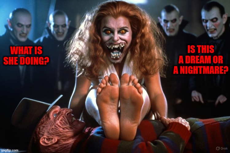 a dream? a nightmare? MAYBE BOTH | IS THIS A DREAM OR A NIGHTMARE? WHAT IS SHE DOING? | made w/ Imgflip meme maker