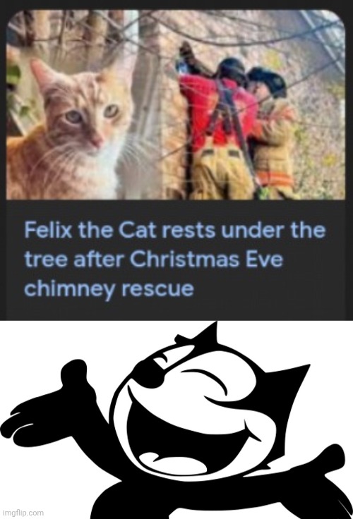 FELIX THE CAT | image tagged in felix the cat,memes,christmas,tree,cats,cat | made w/ Imgflip meme maker