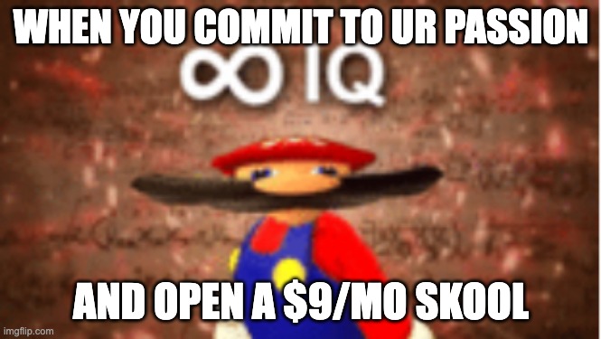 skool passion | WHEN YOU COMMIT TO UR PASSION; AND OPEN A $9/MO SKOOL | image tagged in infinite iq | made w/ Imgflip meme maker
