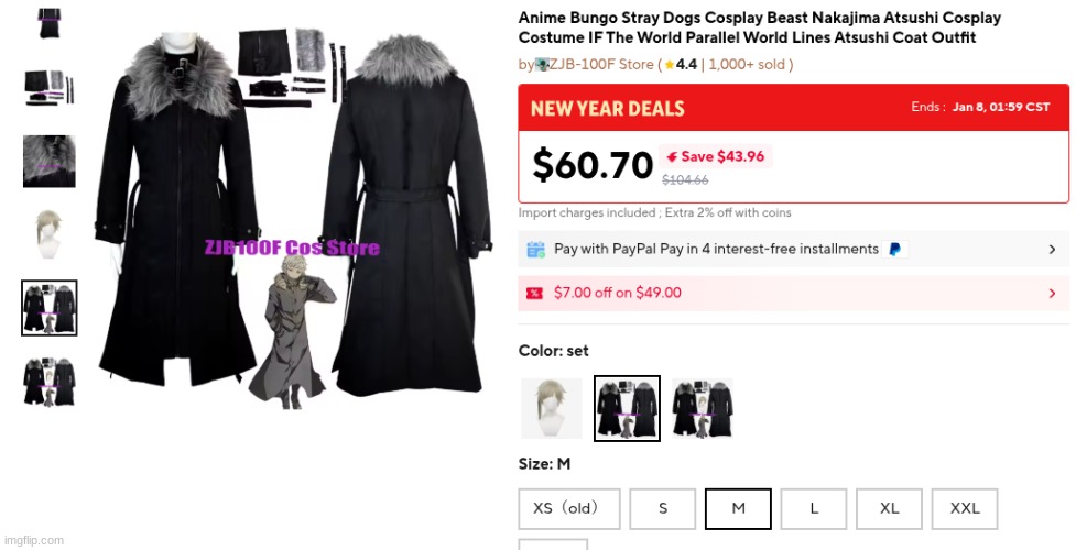 BRO EVEN WITHOUT THE WIG ITS 105$ WTH | image tagged in cosplay,anime | made w/ Imgflip meme maker