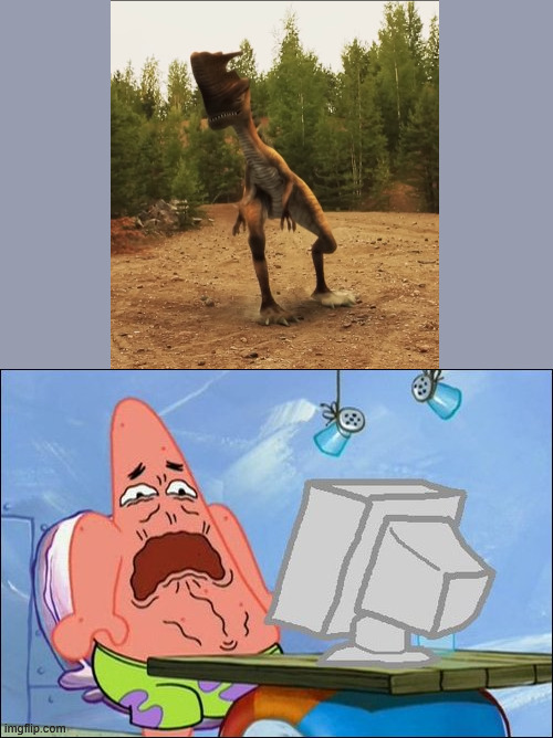 this was from a live-action monster hunter skit | image tagged in patrick star cringing,monster hunter | made w/ Imgflip meme maker