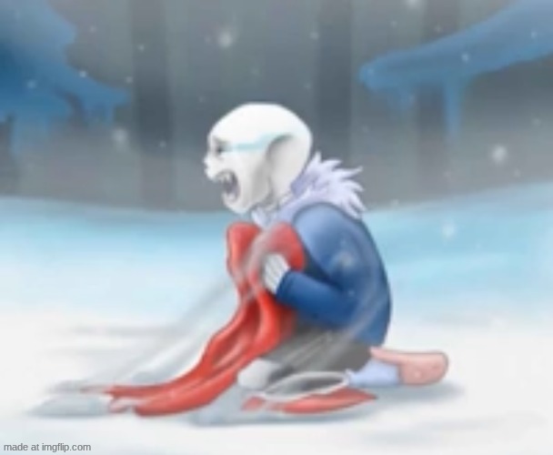 sans when papyrus turns into a scarf | image tagged in crying sans | made w/ Imgflip meme maker