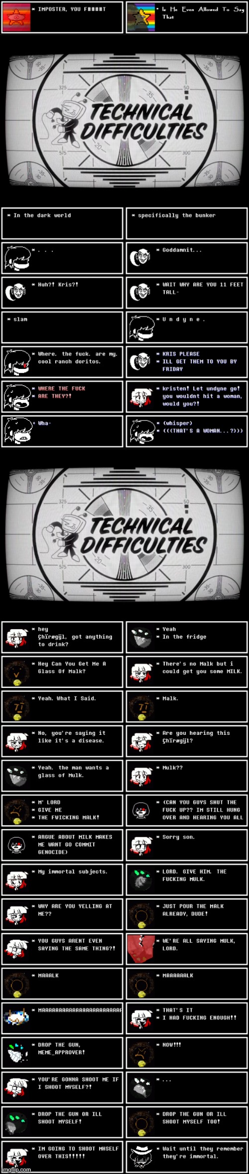 mmmh tasty susie | image tagged in technical difficulties | made w/ Imgflip meme maker